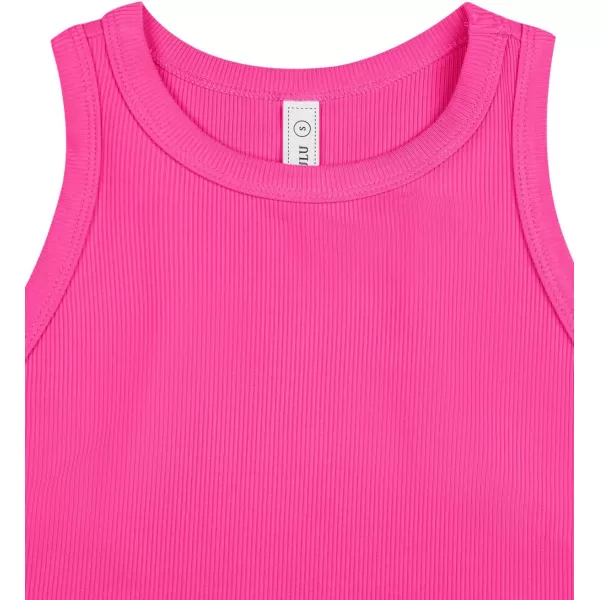 LASLULU Womens Crop Tops Sleeveless Workout Tops Halter Neck Flowy Athletic Shirts Cropped Tank Tops Muscle TankRose Red