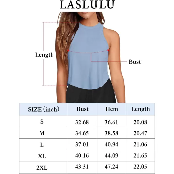 LASLULU Womens Crop Tops Sleeveless Workout Tops Halter Neck Flowy Athletic Shirts Cropped Tank Tops Muscle TankWhite