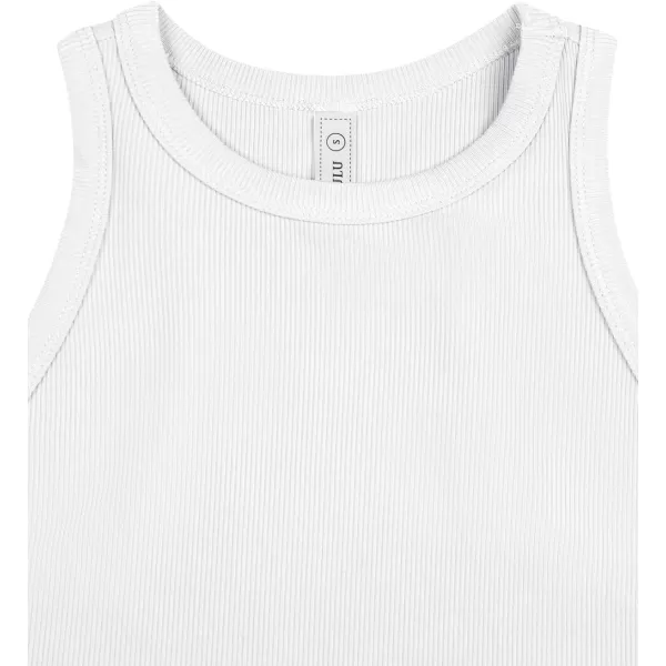 LASLULU Womens Crop Tops Sleeveless Workout Tops Halter Neck Flowy Athletic Shirts Cropped Tank Tops Muscle TankWhite