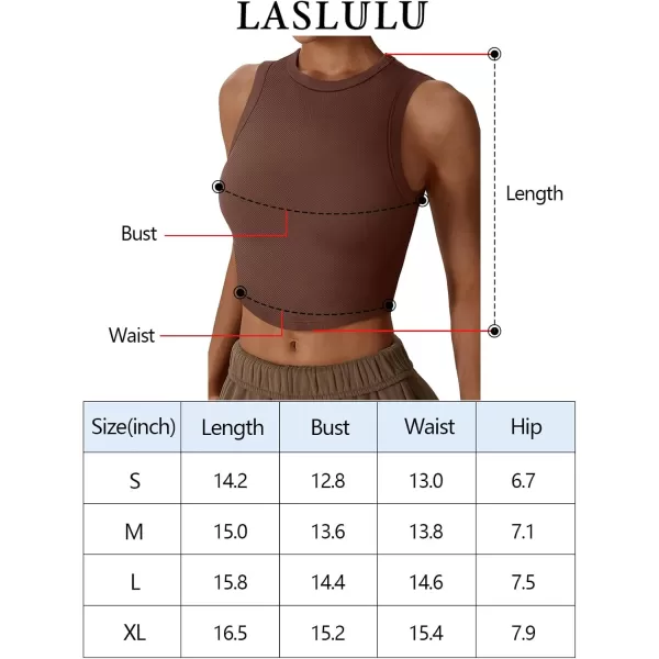 LASLULU Womens Molded Cups Seamless Workout Top Racerback Yoga Short Tank Tops Athletic Shirt Slim Fit Crop Tops Built in BraBlack