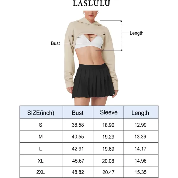 LASLULU Womens Cropped Hoodies Shrug Sweater Long Sleeve Crop Tops Fleece Pullover Sweatshirt Y2K Going Out Fall FashionBlack