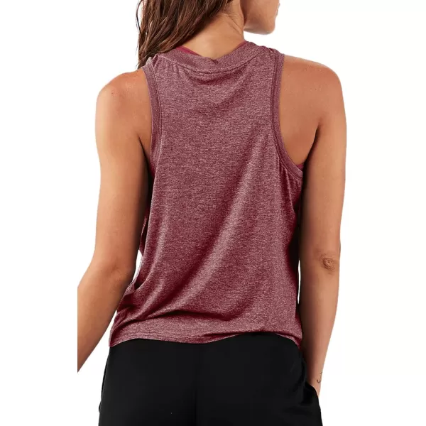 LASLULU Womens Crop Tops Sleeveless Workout Tops Halter Neck Cropped Tank Tops Flowy Athletic Shirts Muscle TankBurgundy