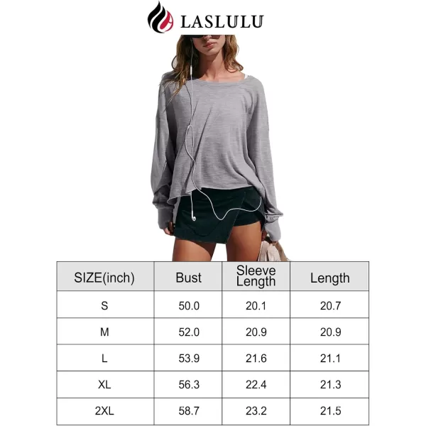 LASLULU Womens Open Back Long Sleeve Workout Tops Athletic Shirts Boat Neck Casual Running Tee Y2k Yoga Gym TopsBlack