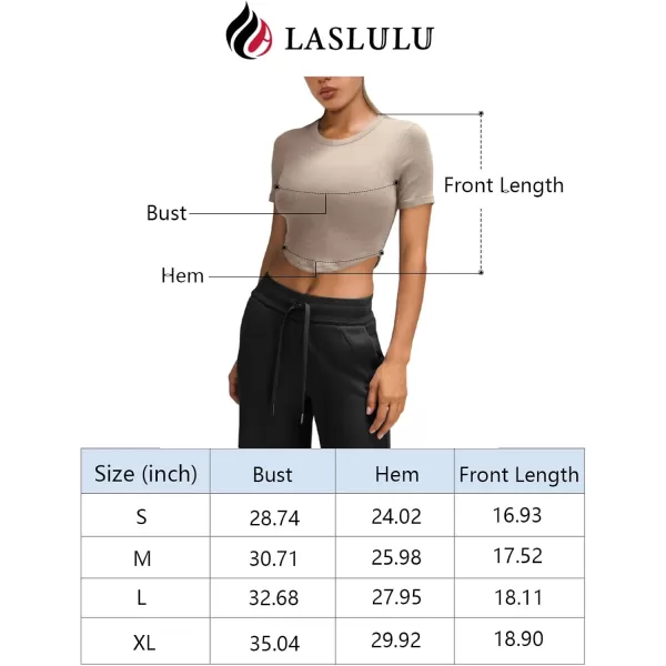 LASLULU Womens Sexy Short Sleeve T Shirts Workout Tops Slim Fit Cute Summer Tops Crop TopsBlack