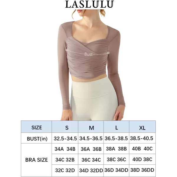 LASLULU Womens Mesh Long Sleeve Workout Tops Sexy Sweetheart Neck Double Lined Athletic Yoga Gym Tops with Built in BraBlack