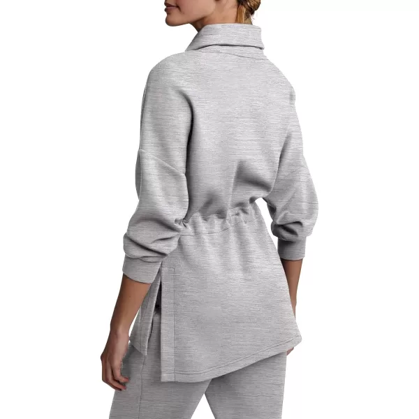 imageLASLULU Womens Oversized Sweatshirts Half Zip Hoodies Drawstring Waist Long Sleeve Tunic Pullover Tops Fall Outfits 2024Light Grey