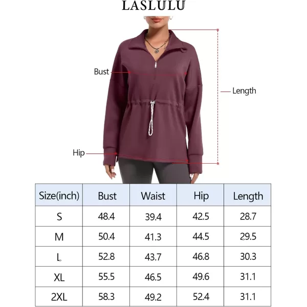 imageLASLULU Womens Oversized Sweatshirts Half Zip Hoodies Drawstring Waist Long Sleeve Tunic Pullover Tops Fall Outfits 2024Taupe Marl