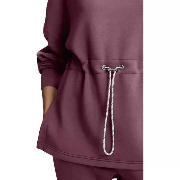 imageLASLULU Womens Oversized Sweatshirts Half Zip Hoodies Drawstring Waist Long Sleeve Tunic Pullover Tops Fall Outfits 2024Tawny Port