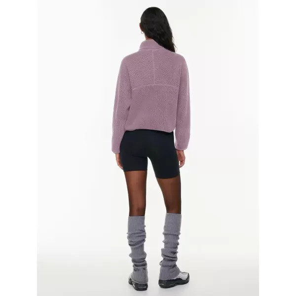 imageLASLULU Womens Half Zip Pullover Cropped Sweatshirts Sherpa Fleece Jacket Fuzzy Sweaters Cute Winter Jackets with PocketsViolet