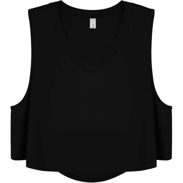 imageLASLULU Flowy V Neck Workout Tops for Women Sexy Summer Muscle Tank Sleeveless Loose Fit Athletic Shirts Yoga Crop Top