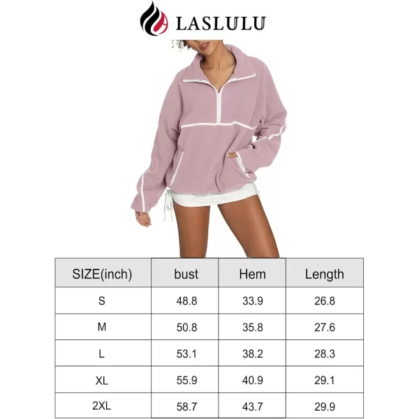 imageLASLULU Womens Half Zip Pullover Sweatshirt Sherpa Fleece Jacket Oversized Sweatshirt Warm Fuzzy Sweaters PocketsApricot