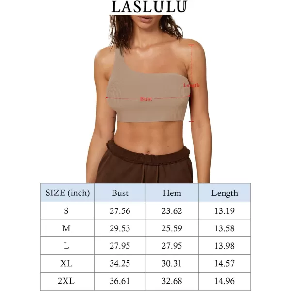 imageLASLULU Womens One Shoulder Sports Bra Sleeveless One Strap Sexy Workout Yoga Bra Ribbed Summer Crop Tops