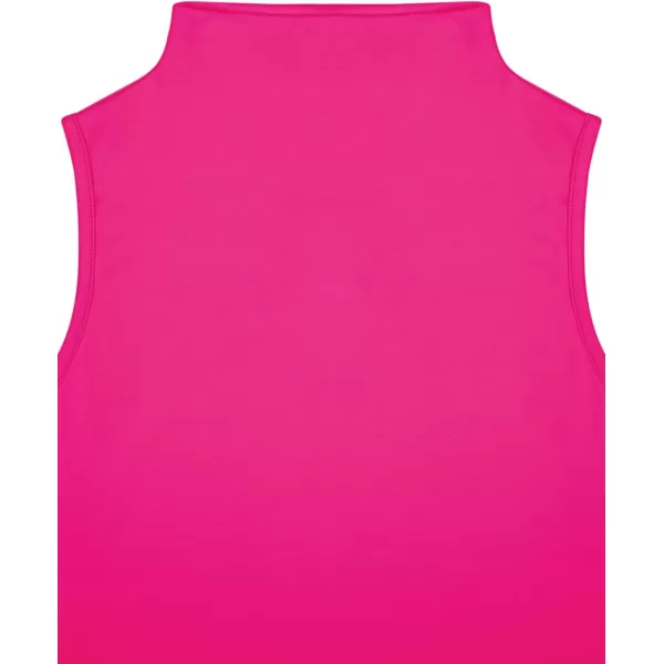 imageLASLULU Womens Workout Tank Tops Mock Turtleneck Loose Sleeveless Athletic Gym Tops Crop Tops Muscle TankRose Red