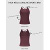 imageLASLULU Womens High Neck Longline Sports Bra Padded Strappy Workout Yoga Running Bras Crop Tank TopBurgundy