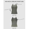 imageLASLULU Womens High Neck Longline Sports Bra Padded Strappy Workout Yoga Running Bras Crop Tank TopGrayish Green