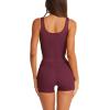 imageLASLULU Womens Sports Bra Ribbed Seamless Wirefree Padded Long Tank Tops Medium Support Workout Tops Casual Basic TopsBurgundy