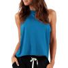 imageLASLULU Womens Crop Tops Sleeveless Workout Tops Halter Neck Cropped Tank Tops Flowy Athletic Shirts Muscle TankBright Blue