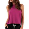 imageLASLULU Womens Crop Tops Sleeveless Workout Tops Halter Neck Cropped Tank Tops Flowy Athletic Shirts Muscle TankRose Red