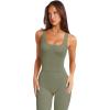 imageLASLULU Womens Longline Sports Bras Workout Yoga Gym Athletic Bra Tops Clothes Shirts Compression Padded Crop Tank TopsOlive Green