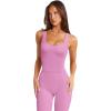 imageLASLULU Womens Longline Sports Bras Workout Yoga Gym Athletic Bra Tops Clothes Shirts Compression Padded Crop Tank TopsPink