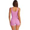 imageLASLULU Womens Longline Sports Bras Workout Yoga Gym Athletic Bra Tops Clothes Shirts Compression Padded Crop Tank TopsPink