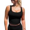 imageLASLULU Womens Longline Sports Bras Workout Yoga Gym Athletic Bra Tops Clothes Shirts Compression Padded Crop Tank TopsBlack