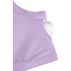 imageLASLULU Mesh Long Sleeve Crop Tops for Women Double Lined Workout Athletic Gym Shirts Cropped Tops with Built in BraViolet