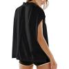 imageLASLULU Womens Polo Shirts Short Sleeve Oversized T Shirts Summer Casual Work Workout Gym Hiking TopsBlack