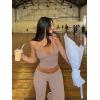 imageLASLULU Womens Sleeveless Halter Neck Workout Tops Adjustable Tie Camisole Backless Casual Basic Cami Gym Yoga Tank TopsAlmond