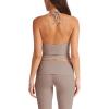 imageLASLULU Womens Sleeveless Halter Neck Workout Tops Adjustable Tie Camisole Backless Casual Basic Cami Gym Yoga Tank TopsAlmond