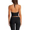imageLASLULU Womens Sleeveless Halter Neck Workout Tops Adjustable Tie Camisole Backless Casual Basic Cami Gym Yoga Tank TopsBlack
