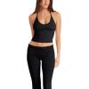 imageLASLULU Womens Sleeveless Halter Neck Workout Tops Adjustable Tie Camisole Backless Casual Basic Cami Gym Yoga Tank TopsBlack