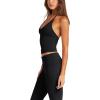 imageLASLULU Womens Sleeveless Halter Neck Workout Tops Adjustable Tie Camisole Backless Casual Basic Cami Gym Yoga Tank TopsBlack
