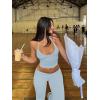 imageLASLULU Womens Sleeveless Halter Neck Workout Tops Adjustable Tie Camisole Backless Casual Basic Cami Gym Yoga Tank TopsBlue