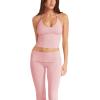 imageLASLULU Womens Sleeveless Halter Neck Workout Tops Adjustable Tie Camisole Backless Casual Basic Cami Gym Yoga Tank TopsPink