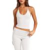 imageLASLULU Womens Sleeveless Halter Neck Workout Tops Adjustable Tie Camisole Backless Casual Basic Cami Gym Yoga Tank TopsWhite