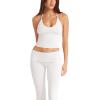 imageLASLULU Womens Sleeveless Halter Neck Workout Tops Adjustable Tie Camisole Backless Casual Basic Cami Gym Yoga Tank TopsWhite