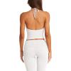 imageLASLULU Womens Sleeveless Halter Neck Workout Tops Adjustable Tie Camisole Backless Casual Basic Cami Gym Yoga Tank TopsWhite