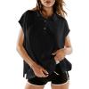 imageLASLULU Womens Polo Shirts Short Sleeve Oversized T Shirts Summer Casual Work Workout Gym Hiking TopsBlack