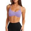 imageLASLULU Womens Sexy Y Back Sports Bra Padded Racerback Spaghetti Strap Workout Yoga Gym Athletic Bras Tops BralettesViolet