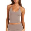 imageLASLULU Womens Sleeveless Halter Neck Workout Tops Adjustable Tie Camisole Backless Casual Basic Cami Gym Yoga Tank TopsAlmond