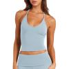 imageLASLULU Womens Sleeveless Halter Neck Workout Tops Adjustable Tie Camisole Backless Casual Basic Cami Gym Yoga Tank TopsBlue