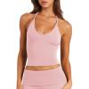 imageLASLULU Womens Sleeveless Halter Neck Workout Tops Adjustable Tie Camisole Backless Casual Basic Cami Gym Yoga Tank TopsPink