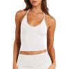 imageLASLULU Womens Sleeveless Halter Neck Workout Tops Adjustable Tie Camisole Backless Casual Basic Cami Gym Yoga Tank TopsWhite