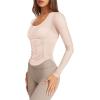 imageLASLULU Womens Active Long Sleeve Workout Tops Scoop Neck Athletic Yoga Gym Running Shirts Tops CutoutApricot
