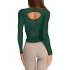imageLASLULU Womens Active Long Sleeve Workout Tops Scoop Neck Athletic Yoga Gym Running Shirts Tops CutoutDark Green
