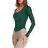 imageLASLULU Womens Active Long Sleeve Workout Tops Scoop Neck Athletic Yoga Gym Running Shirts Tops CutoutDark Green