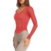 imageLASLULU Womens Active Long Sleeve Workout Tops Scoop Neck Athletic Yoga Gym Running Shirts Tops CutoutOrange Red