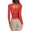 imageLASLULU Womens Active Long Sleeve Workout Tops Scoop Neck Athletic Yoga Gym Running Shirts Tops CutoutOrange Red