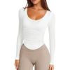 imageLASLULU Womens Active Long Sleeve Workout Tops Scoop Neck Athletic Yoga Gym Running Shirts Tops CutoutWhite